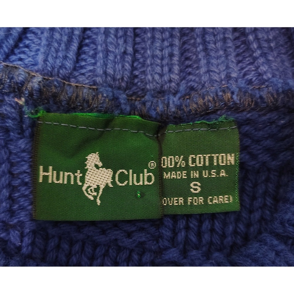 Women's Hunt Club Royal Blue Cable Knit Cotton Sweater Size Small Made in USA HH - Picture 4 of 6